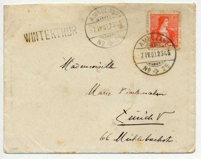 Schweiz 1907 Nr 98 BRIEF EF X6B6AF2