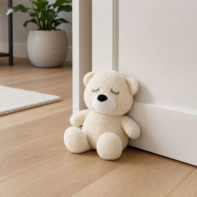 XL Türstopper Türhalter Türbremse Zuschlagbremse Teddy Creme H25cm