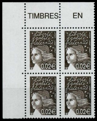 Frankreich 2002 Nr 3580IAy postfrisch Viererblock ECKE-O X83646E