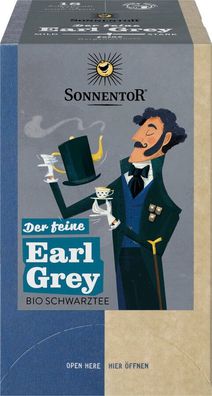 3x Sonnentor Der feine Earl Grey Schwarztee, Doppelkammerbeutel 27g