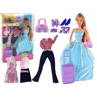 LeanToys Puppenset mit Verkleidung, Koffer und Tasche Abenteuer