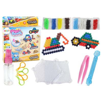 LeanToys DIY Wasserperlen Set Magische Perlen 8 Farben Baufahrzeuge