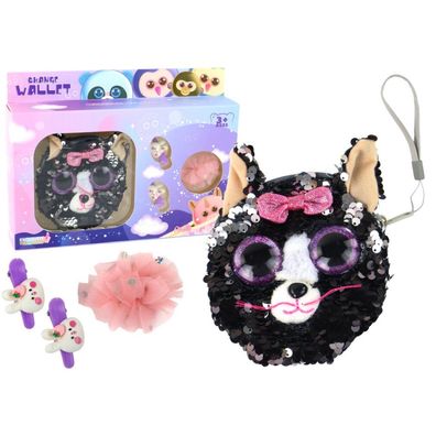 LeanToys Portemonnaie-Set für Mädchen Portemonnaie Katze 4-teilig