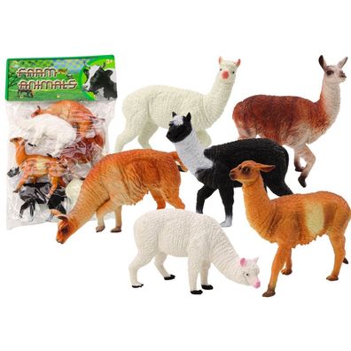 LeanToys Alpaka und Lama Figuren Set, 6-teilig, Bauernhof Mix