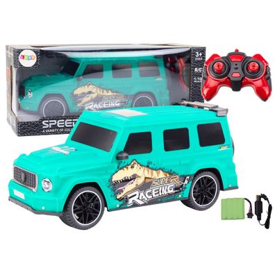 LeanToys ferngesteuertes RC-Auto mit Dinosaurier 1:10 grün