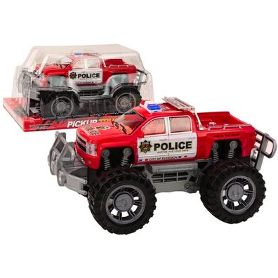 LeanToys Polizeiauto Pickup Rot Geländewagen Polizei-Spielzeug