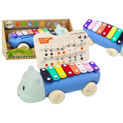 LeanToys Hipopotam auf Rädern, buntes Lerninstrument für Kinder