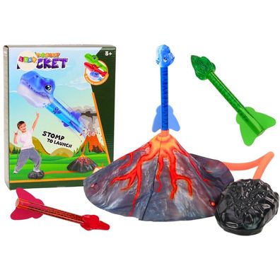 LeanToys Spielset mit verstellbarer Raketenabschussrampe Dinosaurier Vulkan