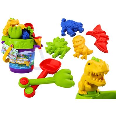 Sandspielzeug-Set mit Eimer, Gießkanne, Förmchen und Duschaufsatz Dinosaurier