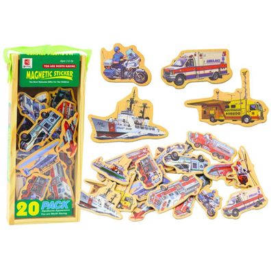 LeanToys Holzmagnete Fahrzeuge Schiffe Flugzeuge 20 Stück