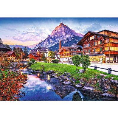 Puzzle Photo Odyssey Stadt in den Alpen, Schweiz, 1000 Teile, 68 x 48 cm