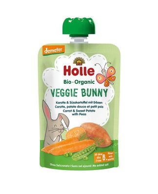 6x Holle Veggie Bunny - Karotte & Süsskartoffel mit Erbsen 100g