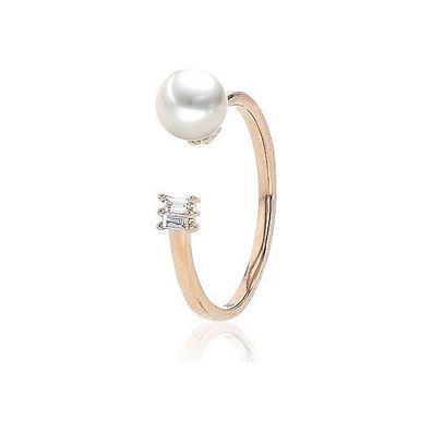 Luna-Pearls Perlenring Akoyaperle 6-6,5 mm 585 Rosegold 2 Diamanten 0,05 ct