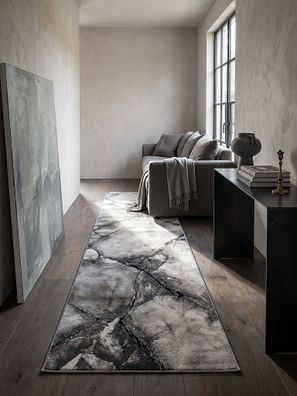 Teppich Kurzflor OGLIO Grau 13 mm Jute Polypropylen abstrakt Wohnzimmer Marmoroptik