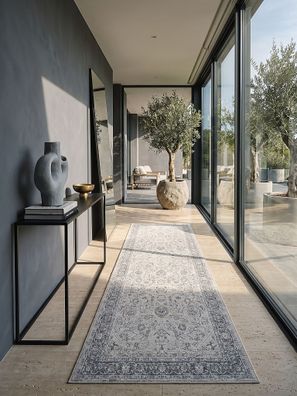 Outdoorteppich Läufer Niederflor LIMMAT Beige 4 mm Polypropylen für Balkon