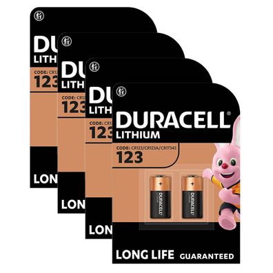 4x 2er Blister Duracell DL123 CR17345 CR123 123 Lithium Photo Batterie 3V