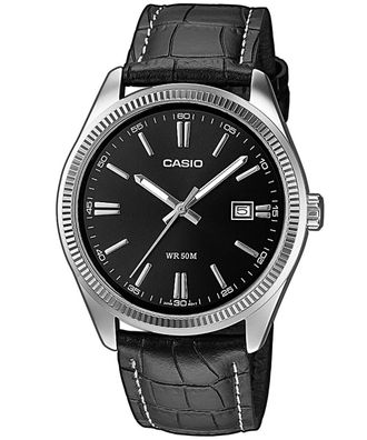 Casio Herrenuhr Lederband Schwarz MTP-1302PL-1AVEF