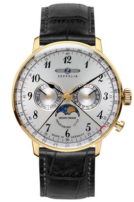 Zeppelin Hindenburg Herrenuhr mit Mondphase 7038-1
