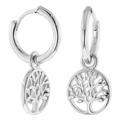 trendor Schmuck Damen-Ohrringe 925 Silber Creolen mit Lebensbaum 925 Silber 51020