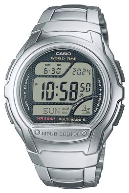 Casio Collection Digital Herren-Funkuhr mit Stahlband WV-58RD-1AEF