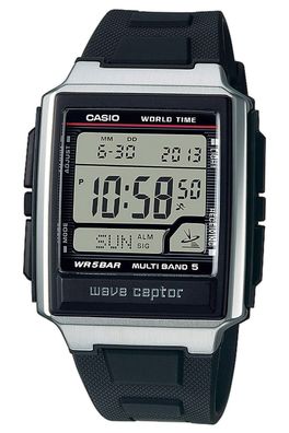 Casio Collection Digital Herren-Funkarmbanduhr Schwarz/Stahl WV-59R-1AEF