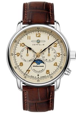 Zeppelin Herrenuhr 100 Jahre Mediterranée Mondphase 9636-5