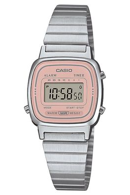 Casio Vintage Mini Damenuhr Digital Silber-/Rosafarben LA670WEA-4A2EF