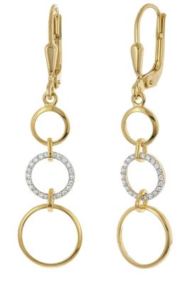 trendor Schmuck Damen-Ohrringe 925 Silber Vergoldet Zirkonia Ohrhänger 28078