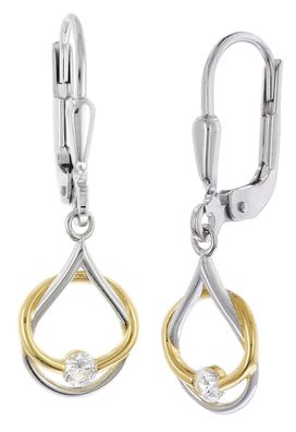 trendor Schmuck Damen-Ohrringe 925 Silber Bicolor Ohrhänger 28543