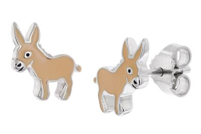 trendor Schmuck Kinder-Ohrringe 925 Silber Ohrstecker Esel 21096