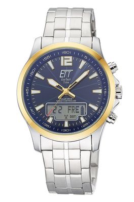 ETT Eco Tech Time Funk-Solar Herrenuhr Professional Worldtimer Bicolor EGA-11717-31M