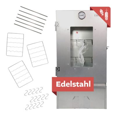 Räucherofen Edelstahl 201, 80 cm hoch mit höhenverstellbaren Auflagen