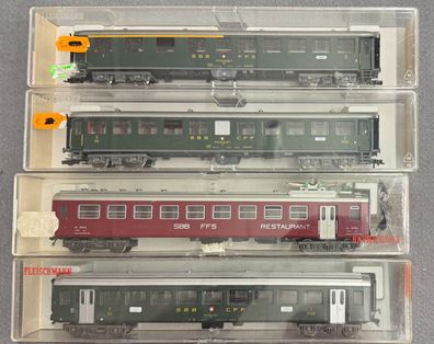 Fleischmann H0 Konvolut Schnellzugwagen der SBB , 2 davon beleuchtet Top/OVP