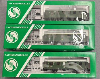 Sachsenmodelle H0 14206, 14209, 14212 3x Personenwagen der DB Top/OVP