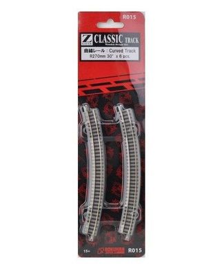 Rokuhan Spur Z R015 6x gebogenes Gleis R270mm 30° Neu/OVP