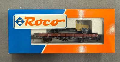 Roco H0 46480 2-Achsiger Niederbordwagen mit LKW der DB Neuwertig/OVP
