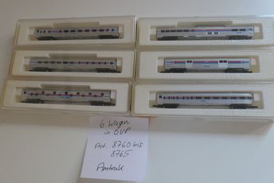 Märklin Z Miniclub 6-teiliges . Wagenset Einzelboxen USA AMTRAK neuw/OVP