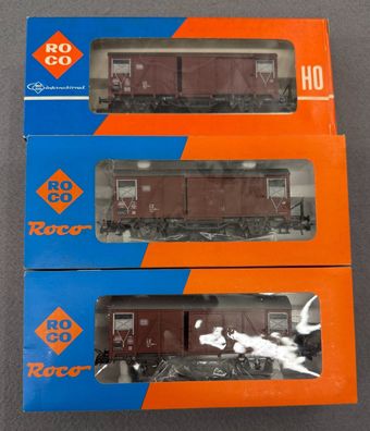 Roco H0 2x 4374S & 4374 Gedeckte Güterwagen der DB Neuwertig/OVP