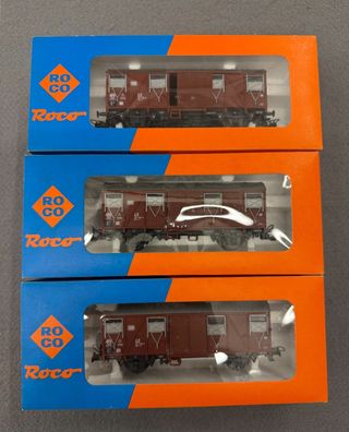 Roco H0 3x 4375S Gedeckte Güterwagen der DB Neuwertig/OVP