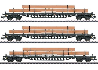 Märklin H0 47153 Rungenwagen-Set mit Holzbeladung der DB AG Neu/OVP