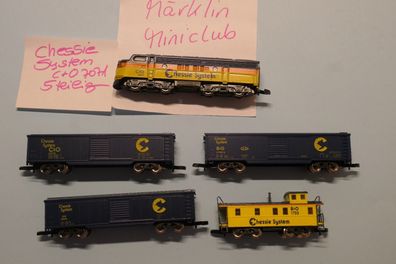 Märklin Miniclub Z 3106 5-teiliger Güterzug USA Chessie System mit Caboose top