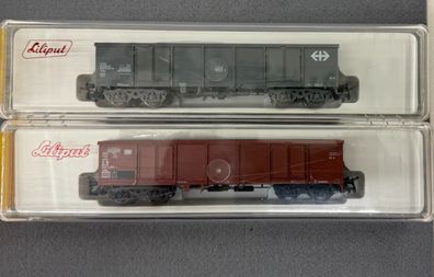 Liliput H0 244 00 2x Hochbordwagen der DB & SBB Top/OVP
