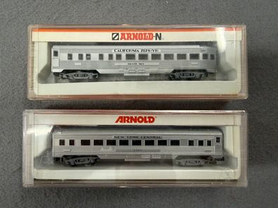 Arnold Rapido Spur N 5231 & 5405 2x US-Schnellzugwagen Neuwertig/OVP