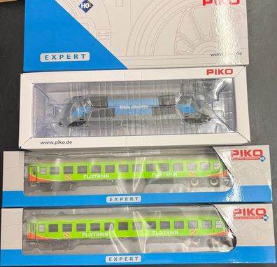 Piko H0 Zug-Set mit 51956 E-Lok BR 101 & 2x 59673-2 Flixtrain Wagen DC Neu/OVP