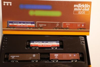 Märklin Z Miniclub 8205 3-teil Güterwagenset USA Org-Kt/neuw