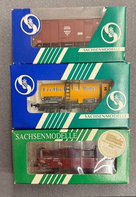 Sachsenmodelle H0 16134, 16183 & 16003 3x Güterwagen der DRG Top/OVP (A)