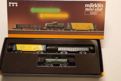Märklin Z Miniclub 8687 3-teiliges Güterwagenset der USA org-Kt/neuw