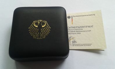 Etui und Zertifikat für 100 euro 2006 Fußballweltmeisterschaft 1/2 Unze Gold