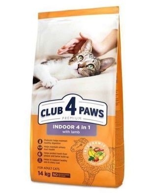 CLUB 4 PAWS KATZE 14 kg INDOOR 4in1 mit Lammfleisch