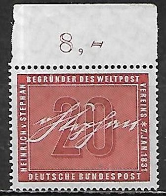 BRD postfrisch Michel-Nummer 227 Oberrandstück